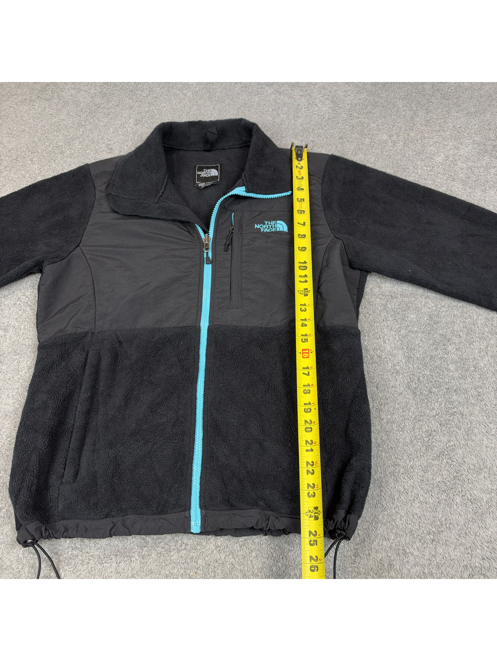 The North Face fleece jacket black gray teal zip